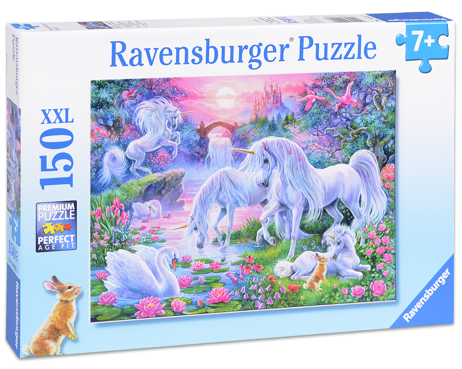 Puzzle Ravensburger din 150 XXL de piese - Unicorni la apus de soare