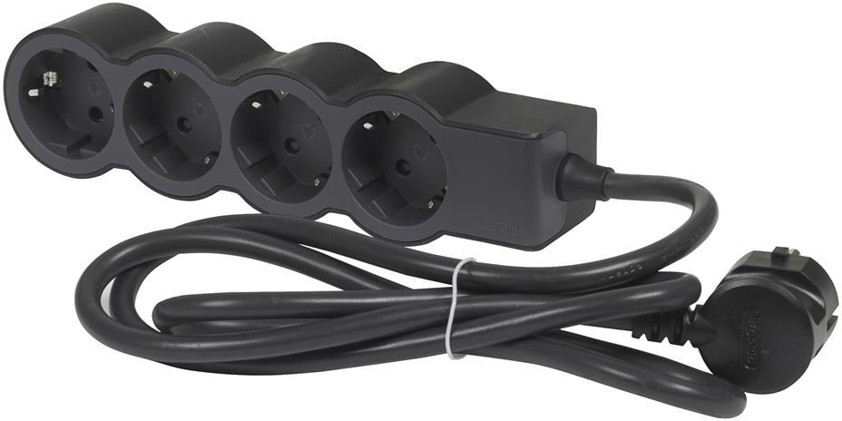 Splitter Legrand - 694553, 4x shuko, cablu de 1,5 m, negru-gri