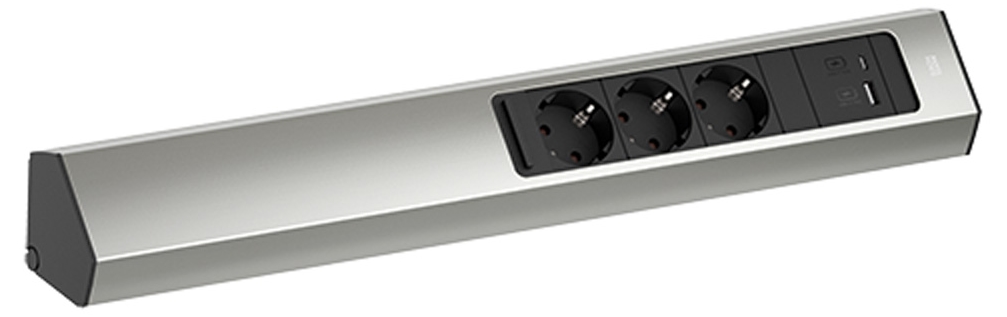 Prelungitor Bachmann - CASIA 2, 3x Schuko, USB A+C, 2 m, inox