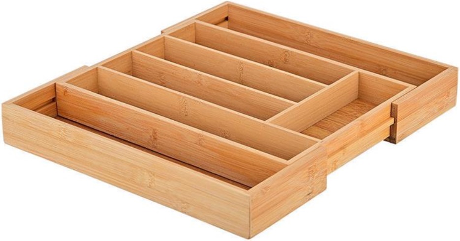 Organizator de tacâmuri extensibil din bambus Estia - Bamboo Essentials, 25,5 x 33,5 x 5 cm