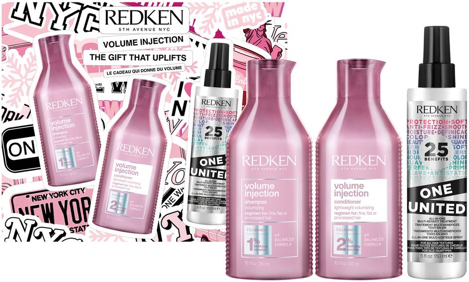 Redken Volume Injection Set - Șampon, Balsam și Spray, 2 х 300 + 150 ml