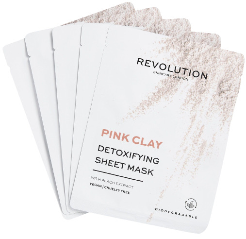 Revolution Skincare Pink Clay Măști de față cu folie, 5 buc