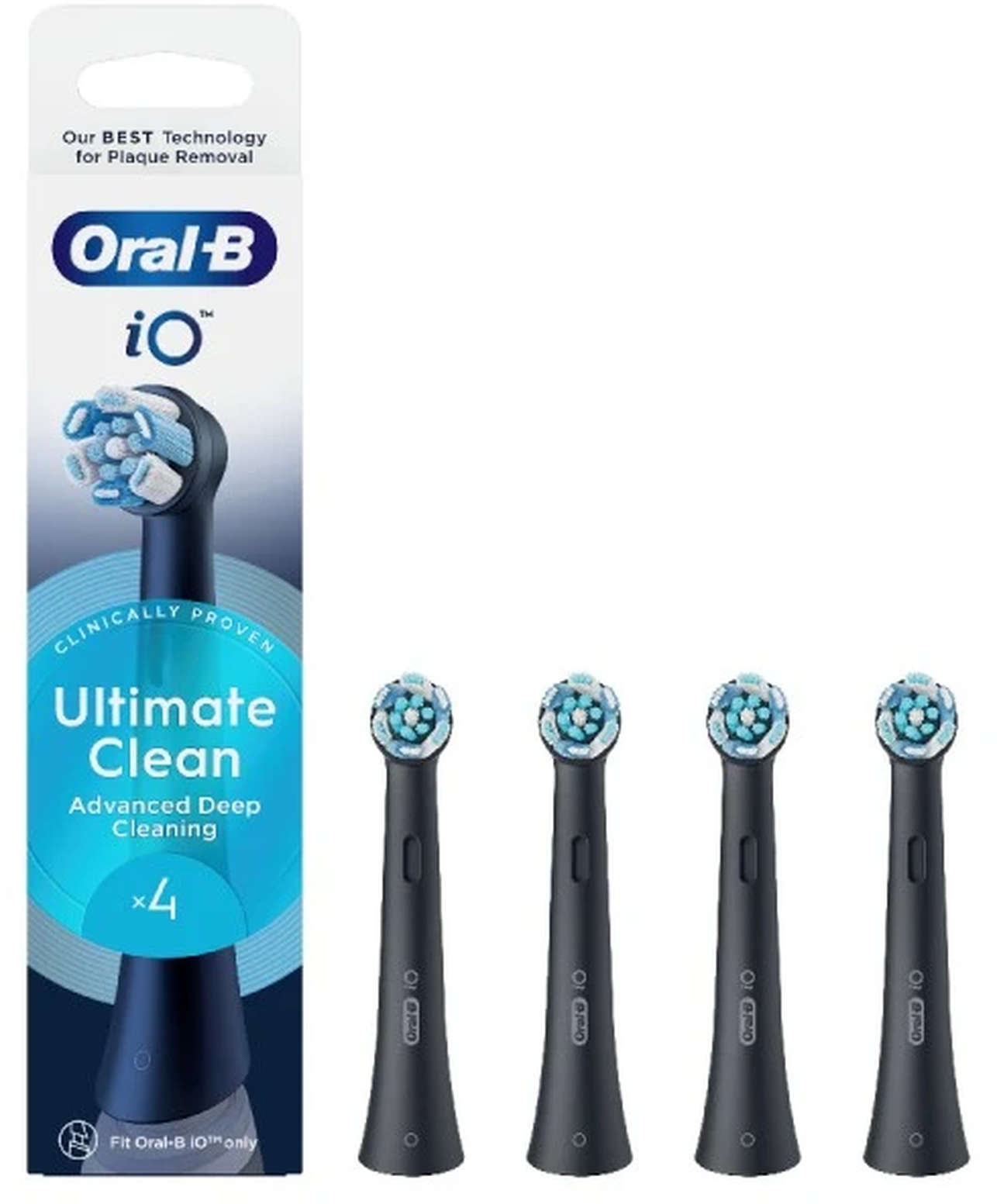 Capete de rezervă Oral-B - iO Ultimate Clean, 4 buc, negru