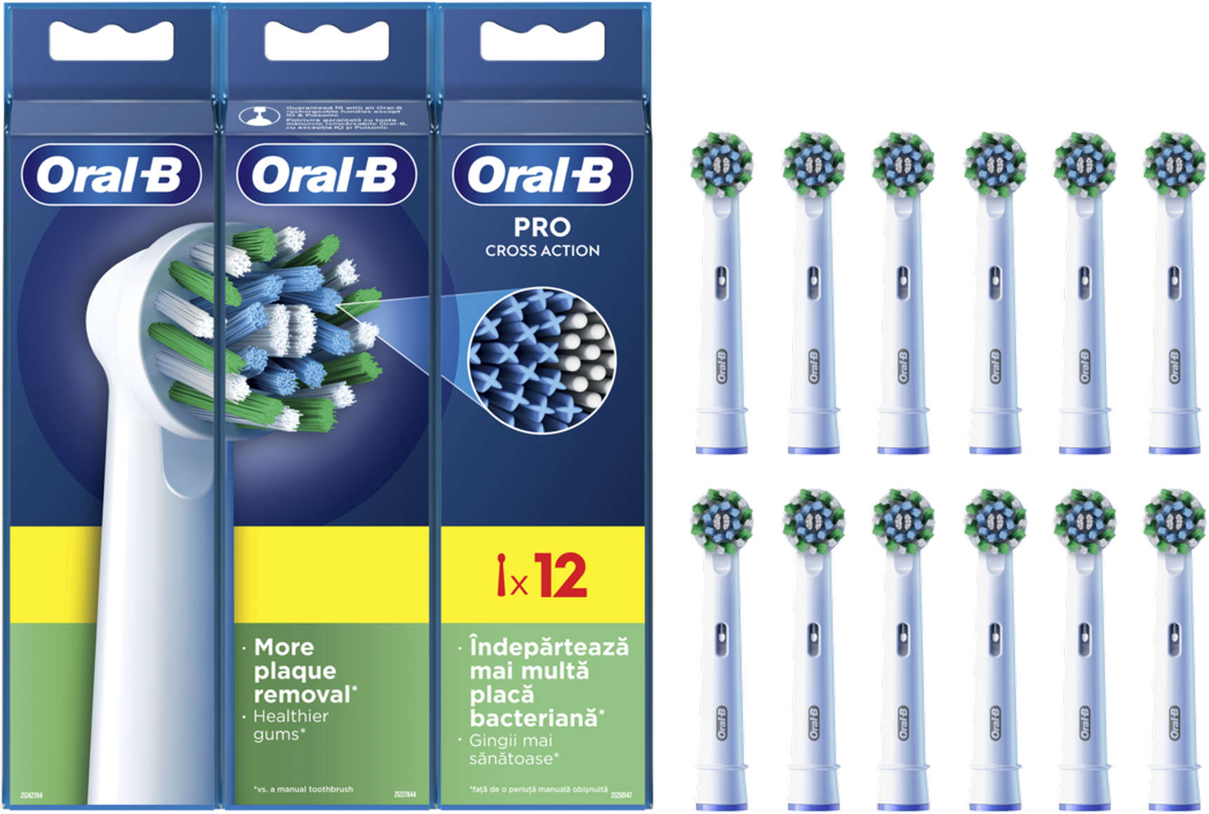 Capete de rezervă Oral-B - CrossAction EB 50-12, 12 buc, alb