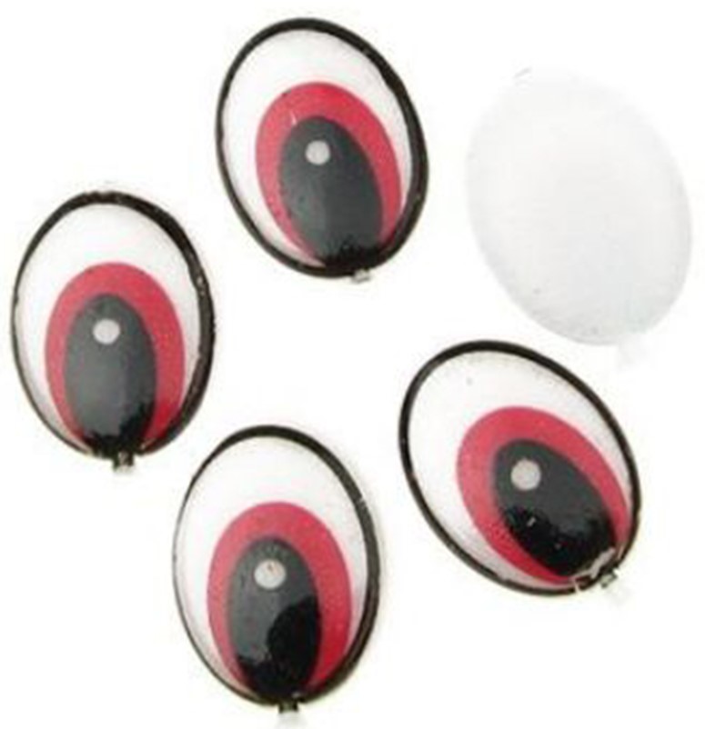 Ochi pictati pentru decor Em art - 11 x 15 mm, roşu (20 buc.)