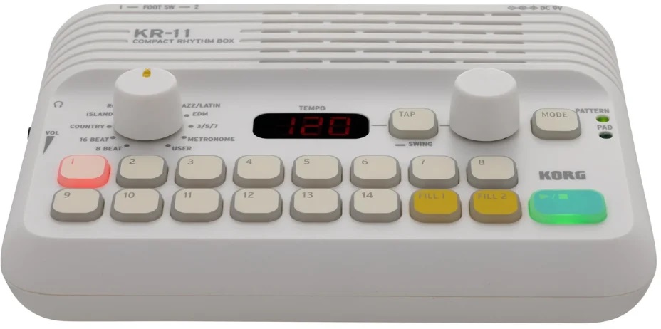 Mașină de ritm Korg - KR-11, 126 de ritmuri, alb