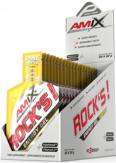 Rock's Energy Gel Box, ananas, 20 shoturi x 32 g, Amix