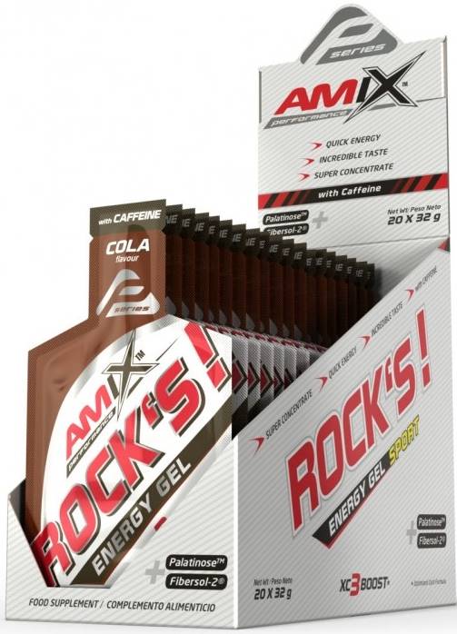 Rock's Energy Gel with Caffeine Box, coca cola, 20 shoturi x 32 g, Amix
