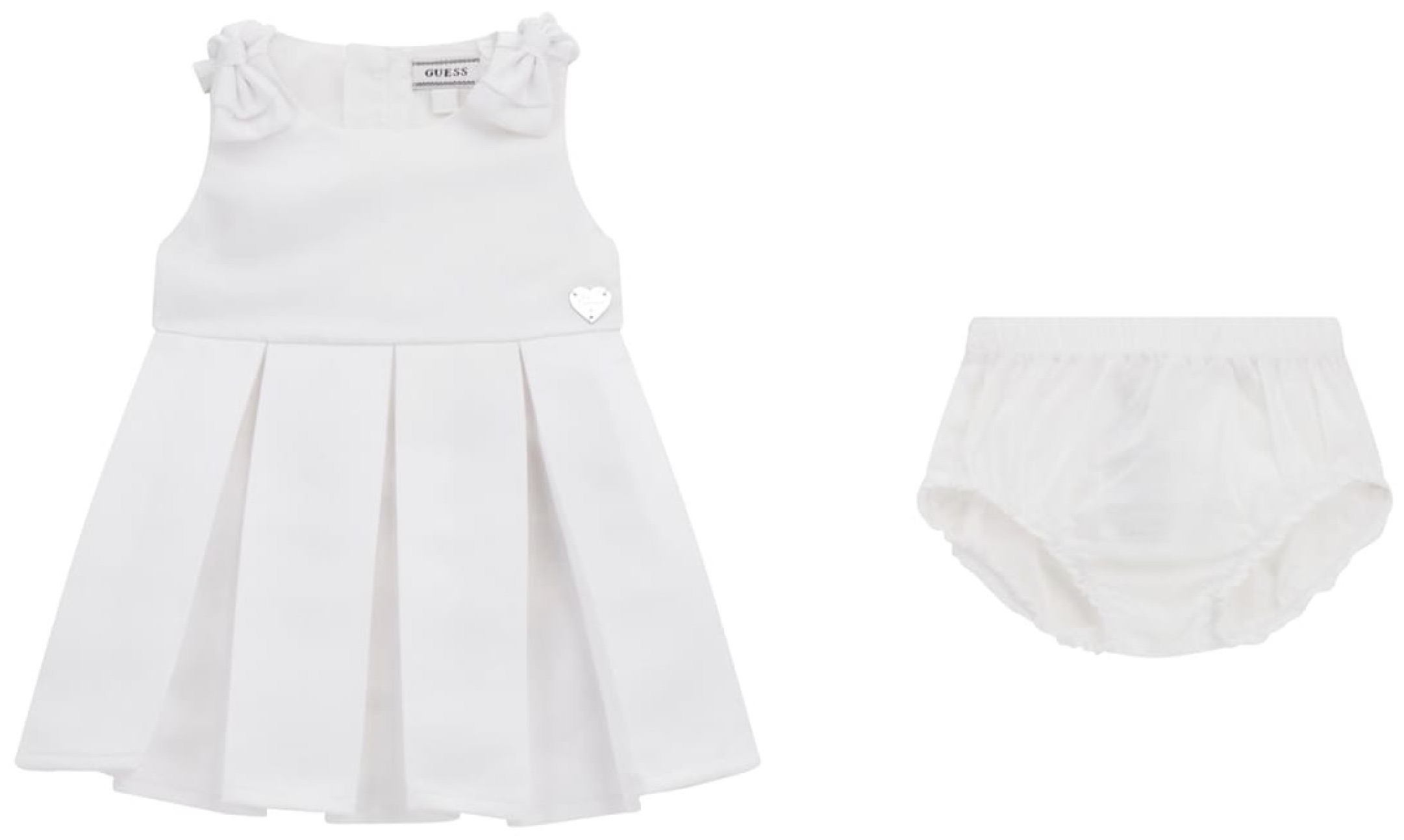 Rochie fără mâneci Guess - Plisat, alb, 12 luni
