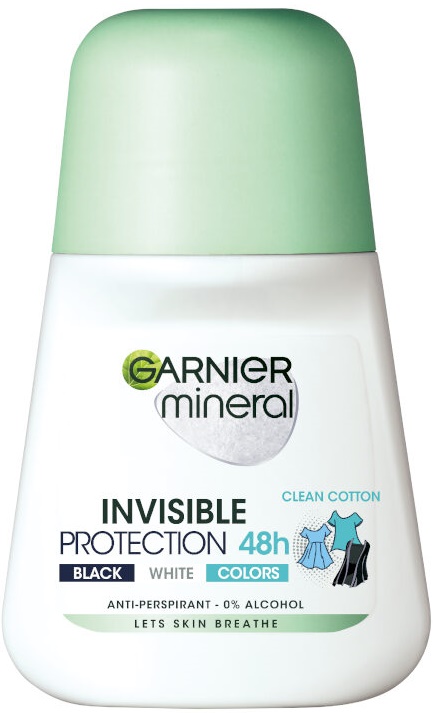 Garnier Mineral Roll-on antiperspirant  Invisible 48H, Clean Cotton, 50 ml