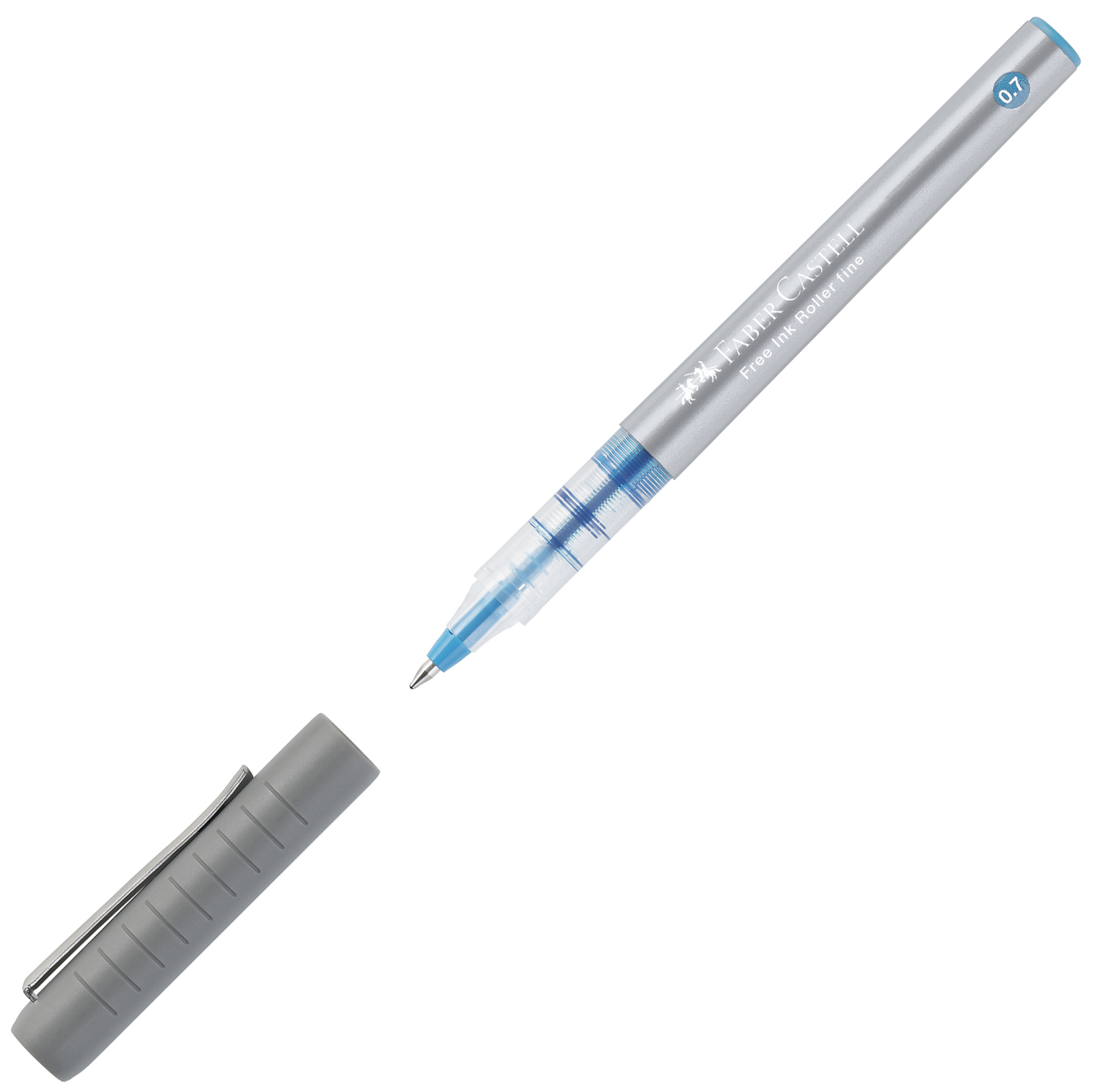 Roller Faber-Castell Free Ink - 0.7 mm, albastru deschis