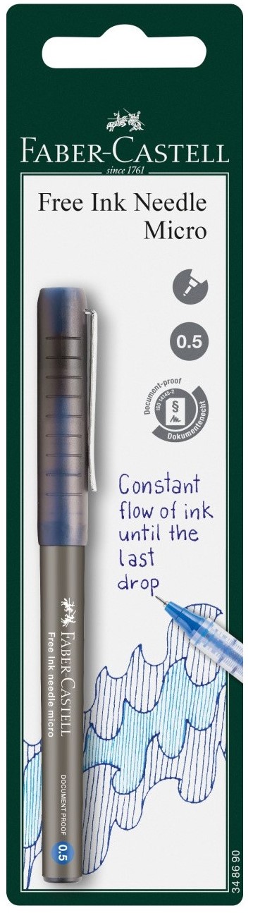 Ac Faber-Castell Free Ink Needle - 0,5 mm, albastru, blister
