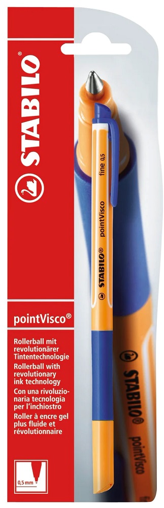 Pix cu role Stabilo pointVisco - cerneală gel, albastră