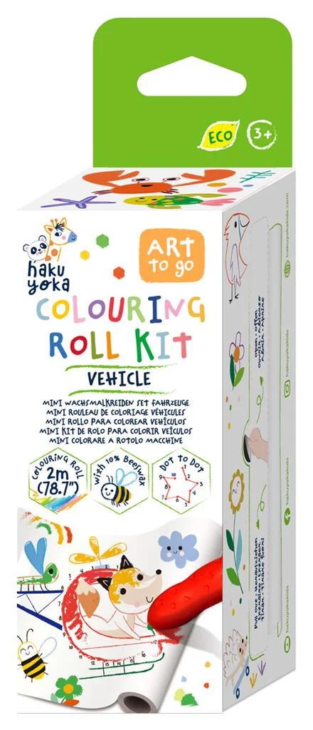 Rolă de colorat cu puncte Haku Yoka - Mașini, 2 m