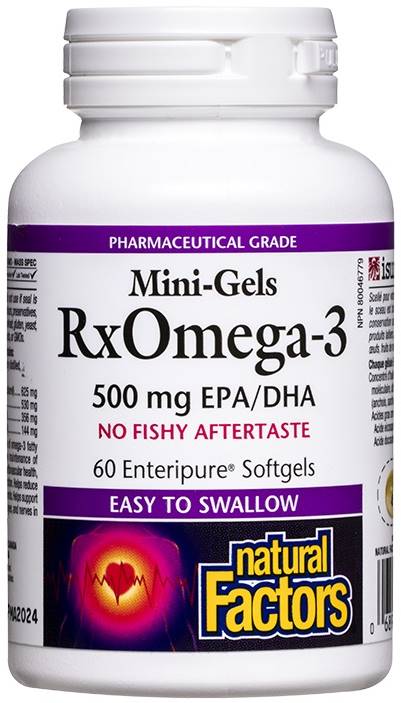 RXOmega-3 Mini-Gels, 500 mg, 60 capsule gelatinoase moi, Natural Factors