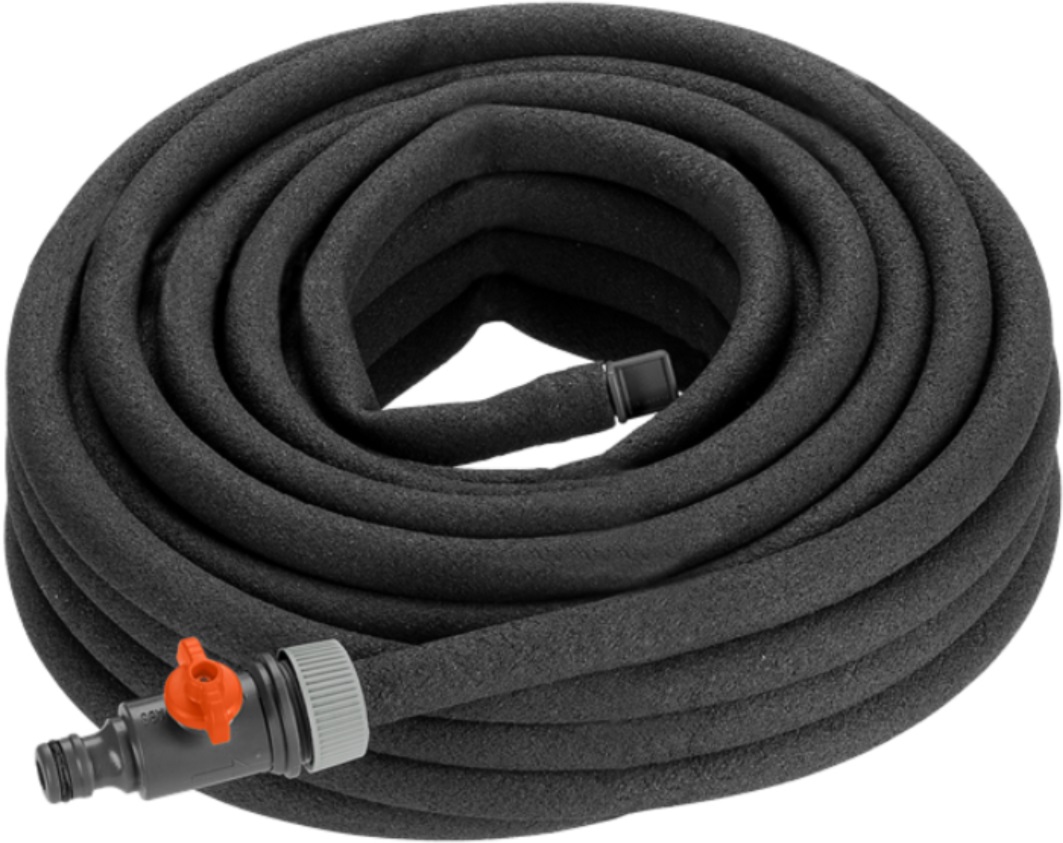 Furtun de irigare tip lacrimă Gardena - Set cu fitinguri, 15 m, negru