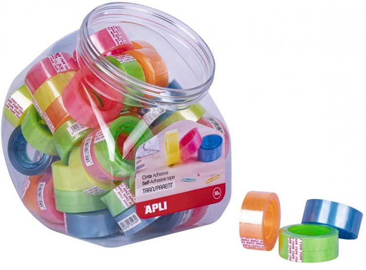 Banda adeziva colorată Apli - 19 mm х 20 m, Sortiment