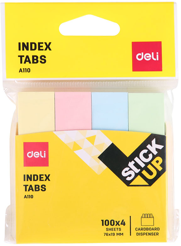 Hartie pentru notite Deli - 76 х 19 mm, 4 х 100 foi, pastel