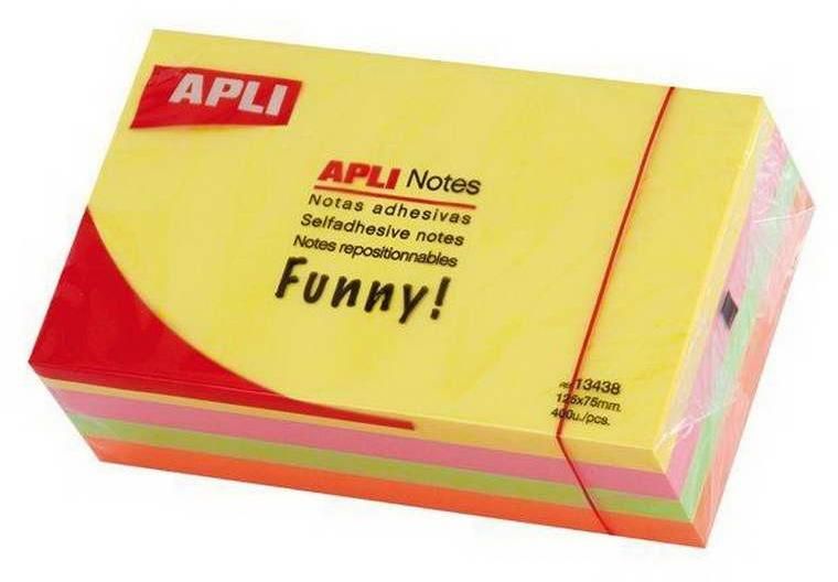 Note lipicioase autoadezive Apli -  4 culori neon, 125 х 75 mm, 400 buc.