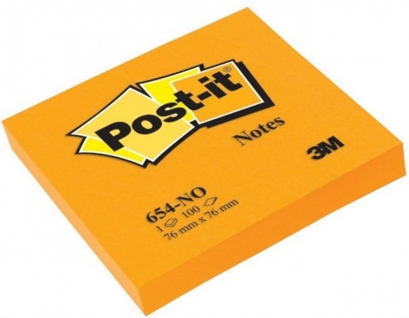 Notite autoadezive Post-it - 654-NY - Portocalii, 7.6 х 7.6 cm, 100 buc.