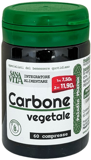 Sanavita Carbone Vegetale Cărbune activ, 334 mg, 60 tablete, Paladin Pharma