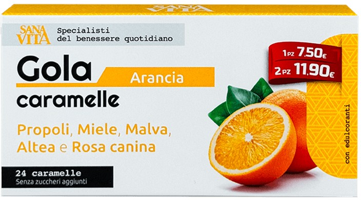Sanavita Gola Caramelle Pastile de gât din plante, portocală, 24 buc, Paladin Pharma