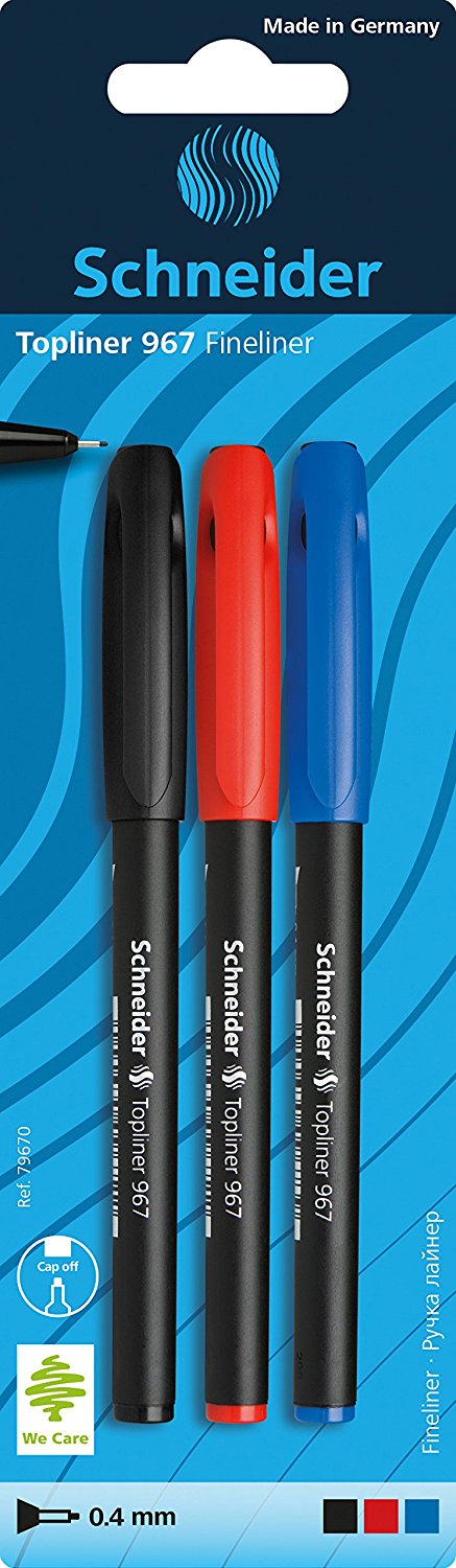 Liner Schneider Topliner 967, 0.4 mm - Set din 3 culori
