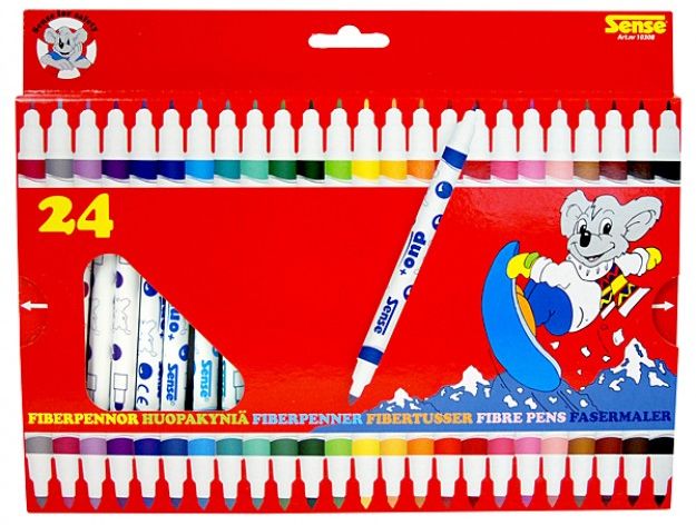 Carioci colorate Sense – Cu 2 varfuri, 24 bucati