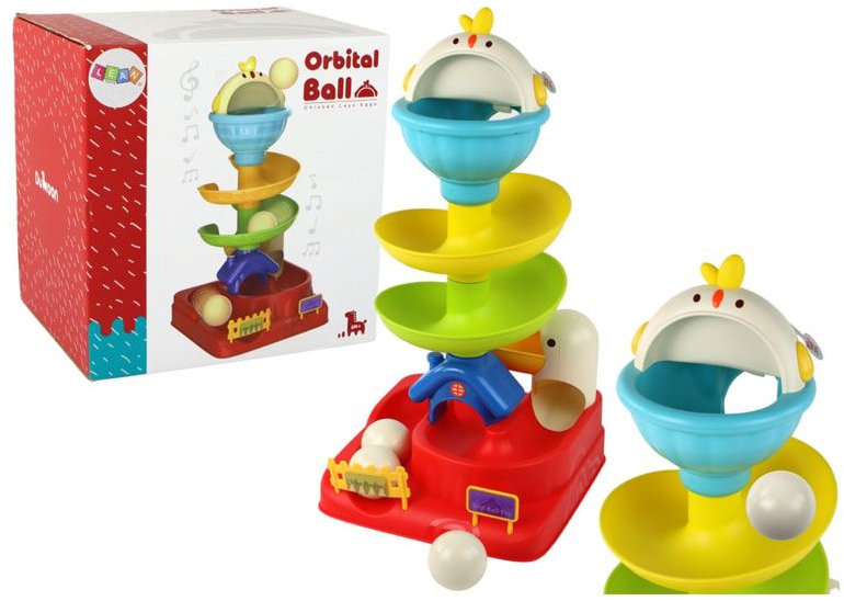 Jucărie interactivă senzorială Raya Toys - Orbital Ball, turn cu bile
