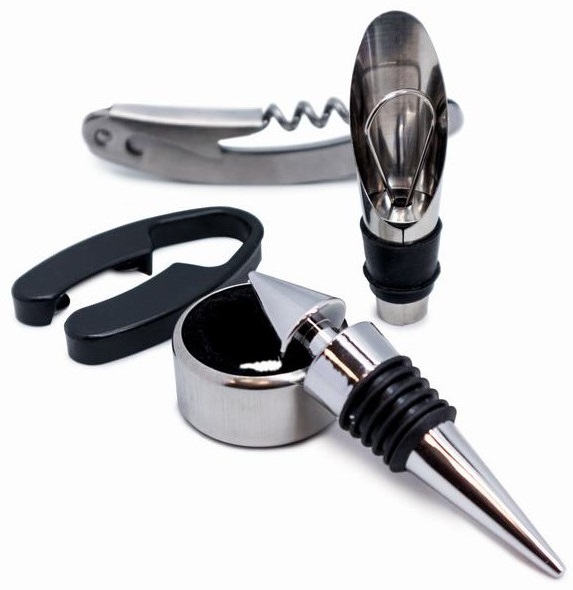 Set de accesorii pentru vin Vin Bouquet - Sticlă, 5 bucăți