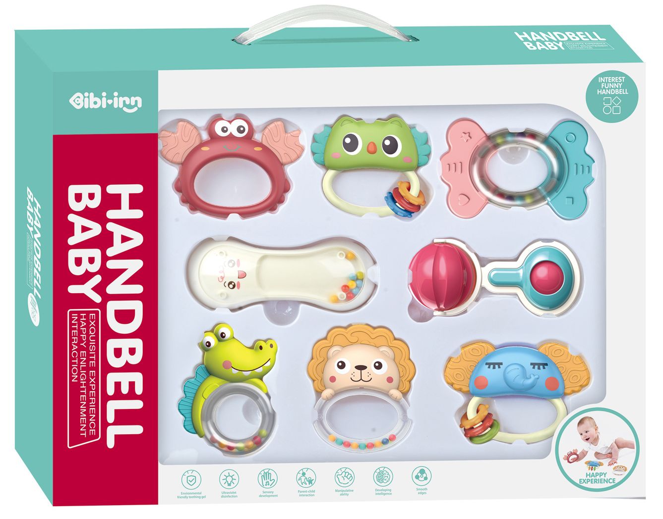 Set de zornăitori și dintiție Chipolino - Animale, 8 piese
