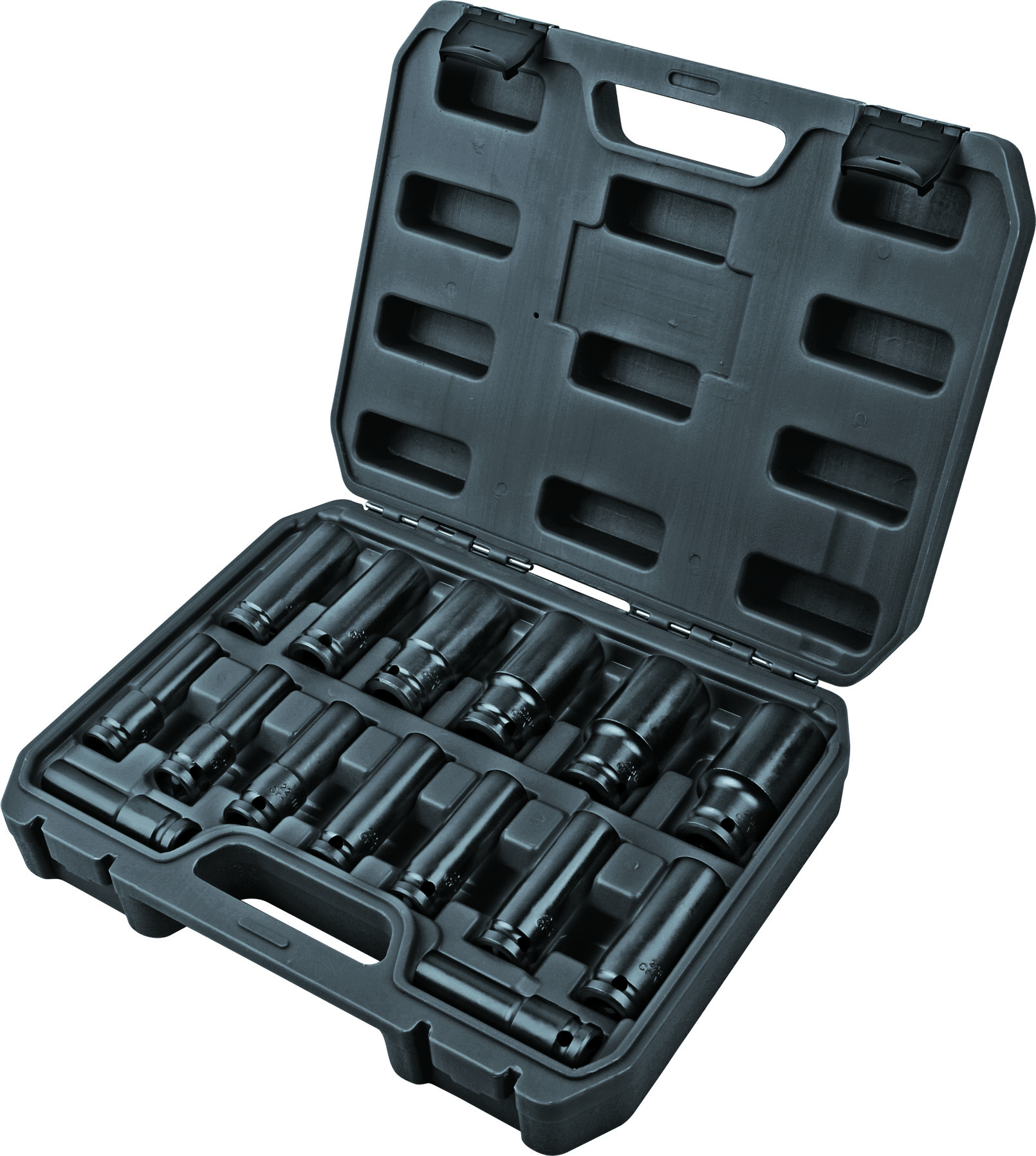 Set de chei tubulare de impact extinse Top Master - Cr-Mo, 1/2'', 10 - 32 mm, 15 buc
