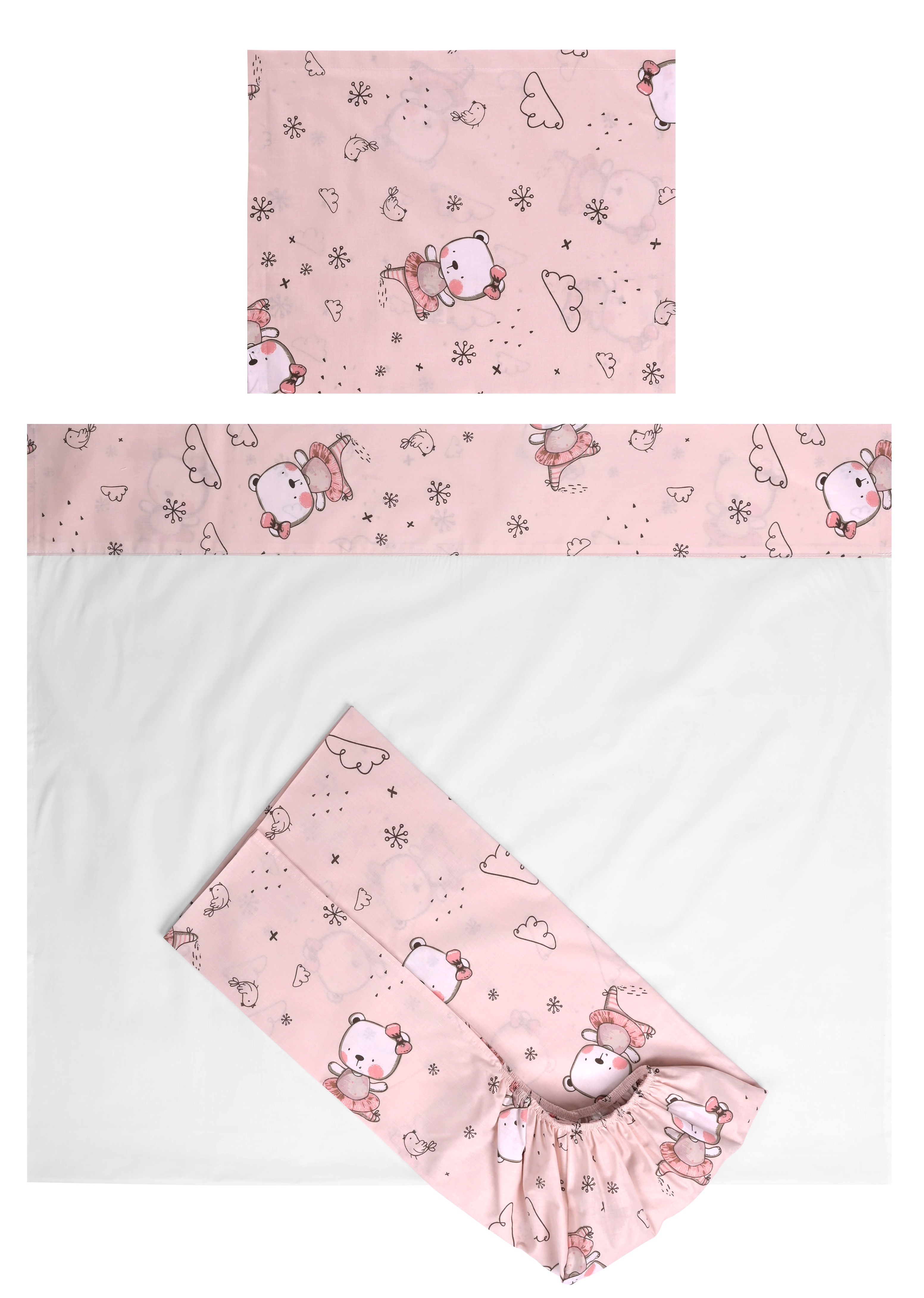 Set pentru pătuț Lorelli - Tiny Dream Trio, 60 х 120 cm, ursuleț balerină
