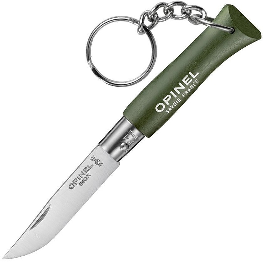 Cuțit pliabil cu breloc Opinel Inox - Colorama, №4, kaki