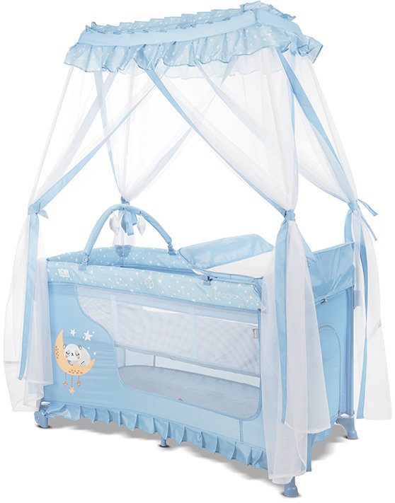 Pat pliabil pentru bebeluși Lorelli Premium - Magic Sleep, albastru