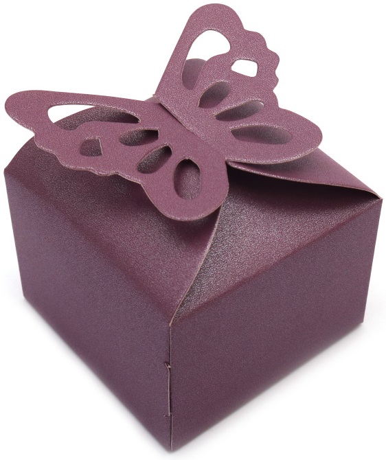 Cutie pliabilă din carton Em Art. art  - Fluture, 6 x 6 x 5.5 cm, violet