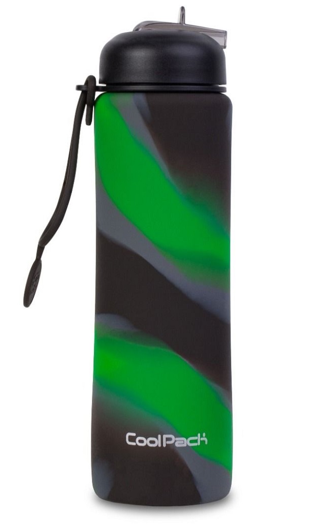 Sticlă pliabilă din silicon Cool Pack Pump - Zebra Green, 600 ml