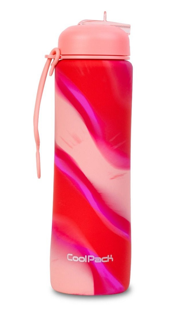 Sticlă pliabilă din silicon Cool Pack Pump - Zebra Pink, 600 ml