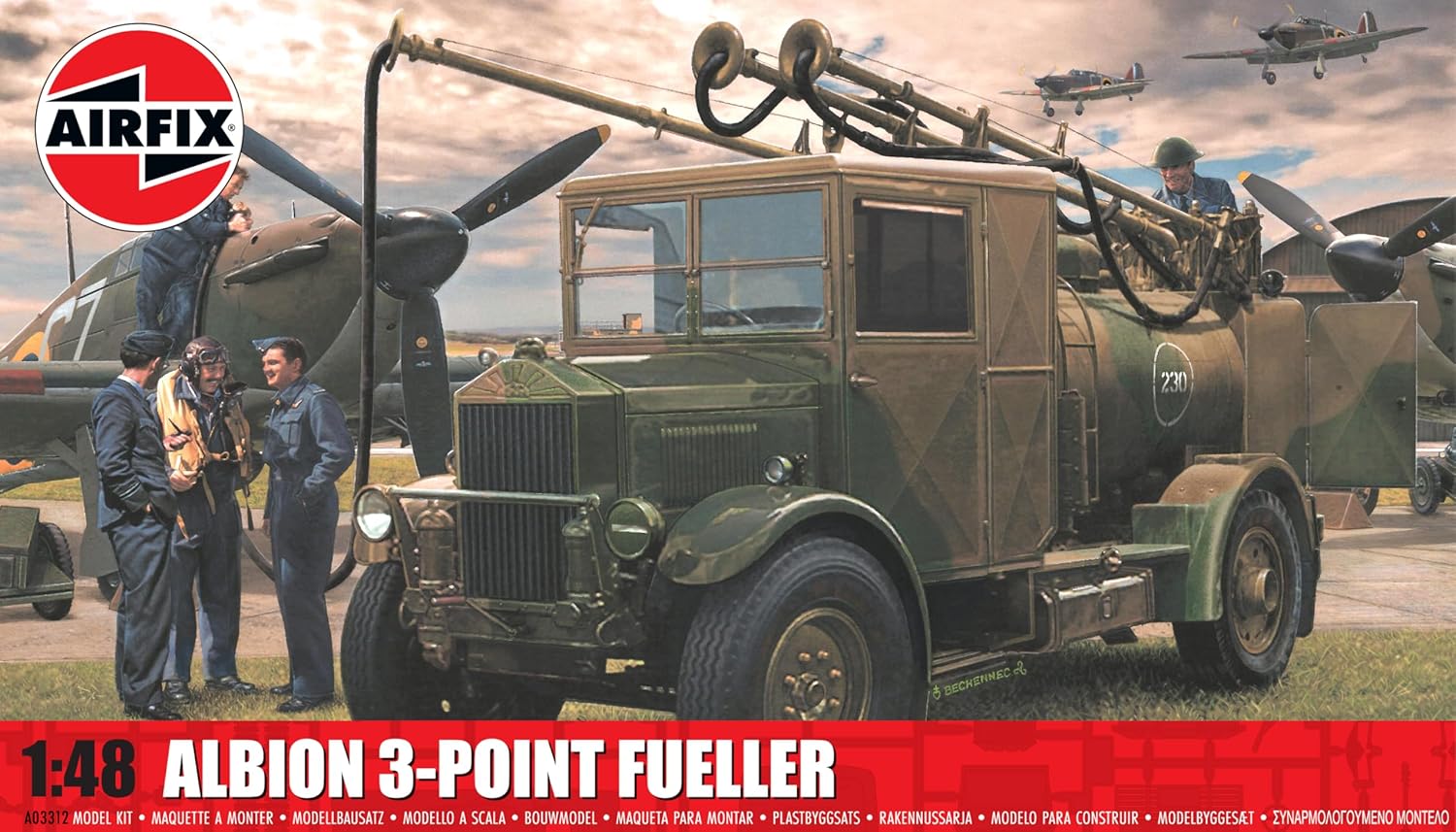 Airfix Model Asamblabil Militar: Camioane - Cisterna Militară Albion AM463 3-Point Refueller
