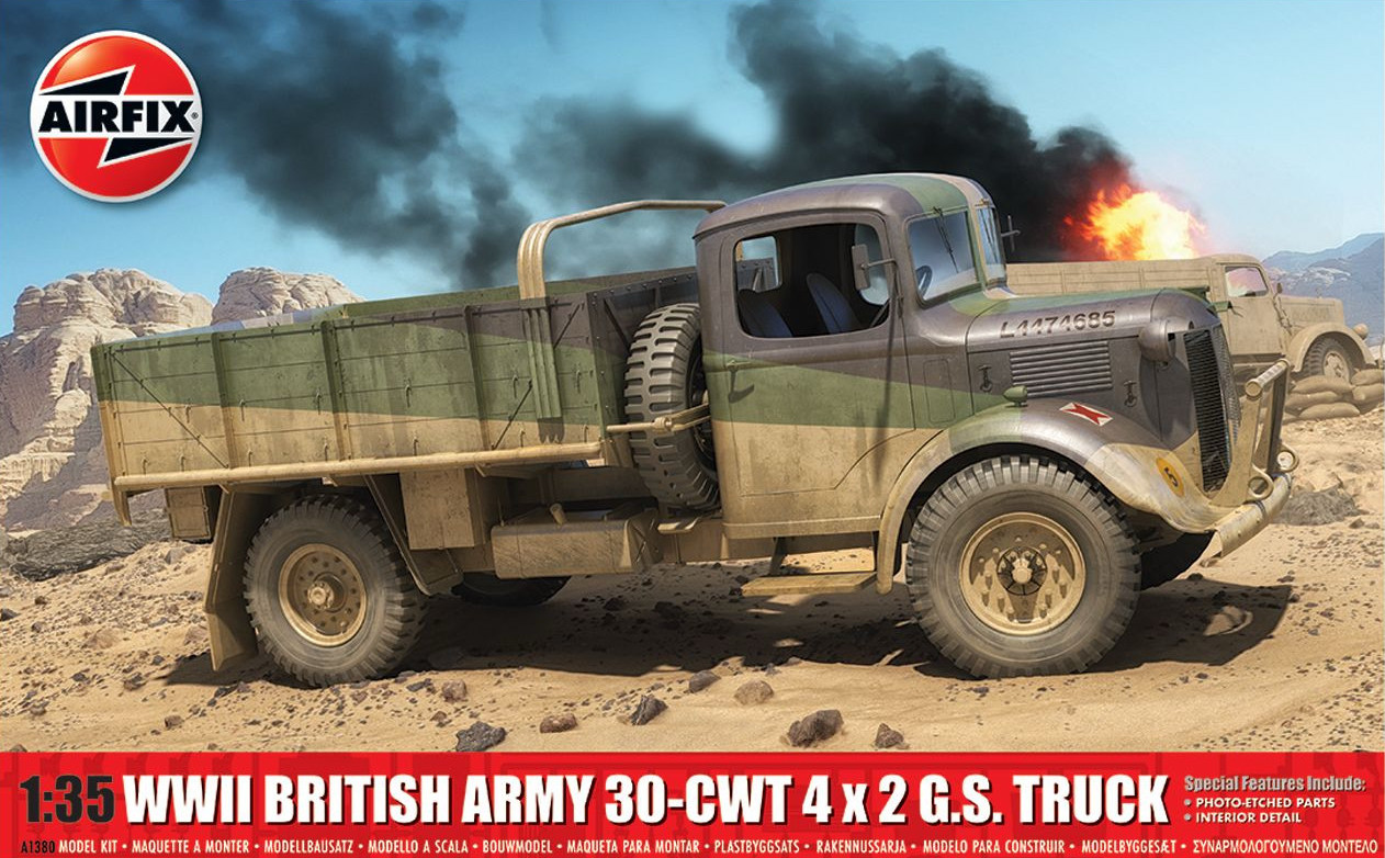 Model asamblat  Airfix Militar : Camioane - WWII British Army 30-cwt 4x2 GS Truck