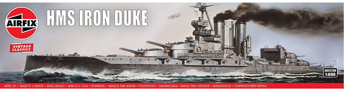 Model de asamblare Airfix – Militari: Nave – Navă de linie britanică HMS Iron Duke – Vintage Classics