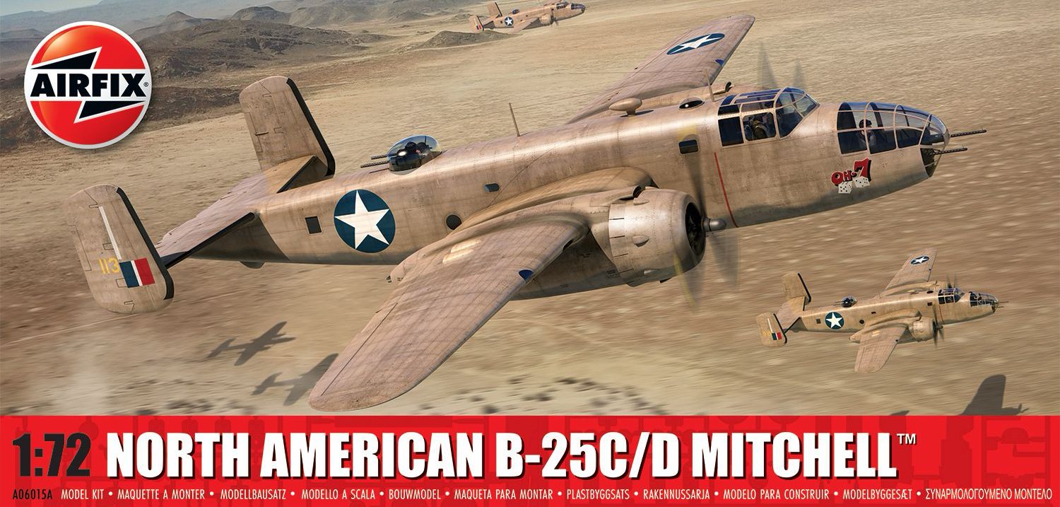 Model asamblat  Airfix Militar : Avioane - bombardier american North American B-25C/D Mitchell