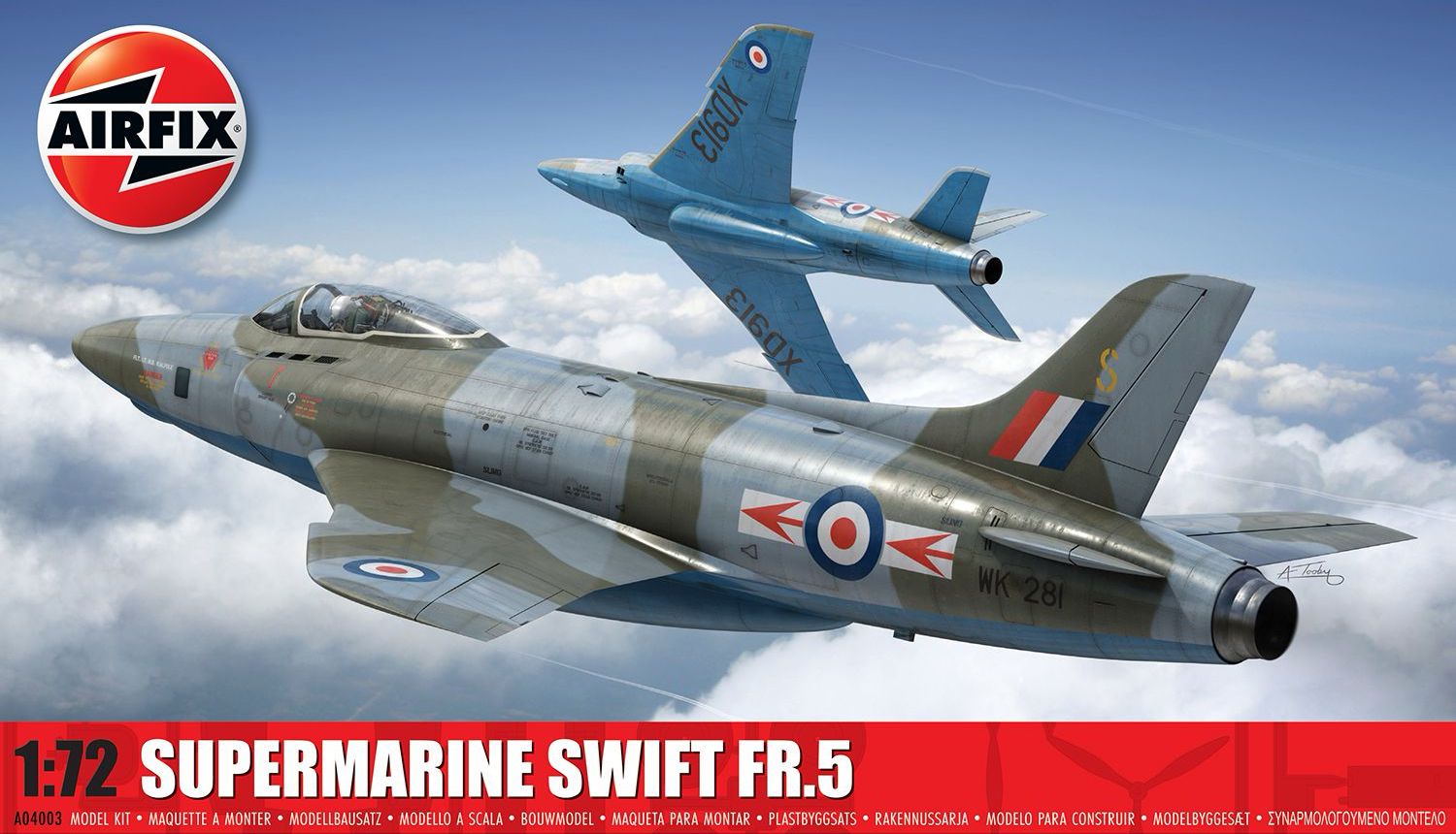 Model asamblat  Airfix Militar : Avioane - Luptătorul britanic Supermarine SwiftFR 5 (Supermarine Swift FR 5)