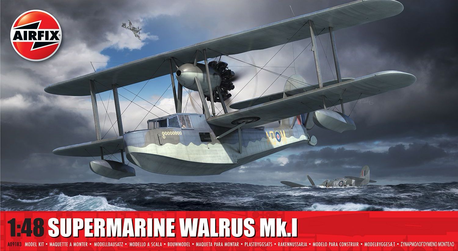 Model asamblat  Airfix Militar : Avioane -  Avion de luptă britanic Supermarine Walrus Mk.I - New tool