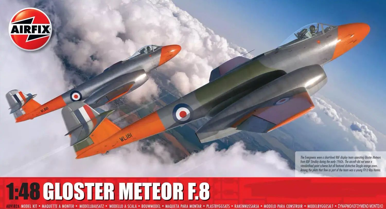 Model asamblat  Airfix Militar : Avioane - Avion de luptă britanic Gloster Meteor F.8