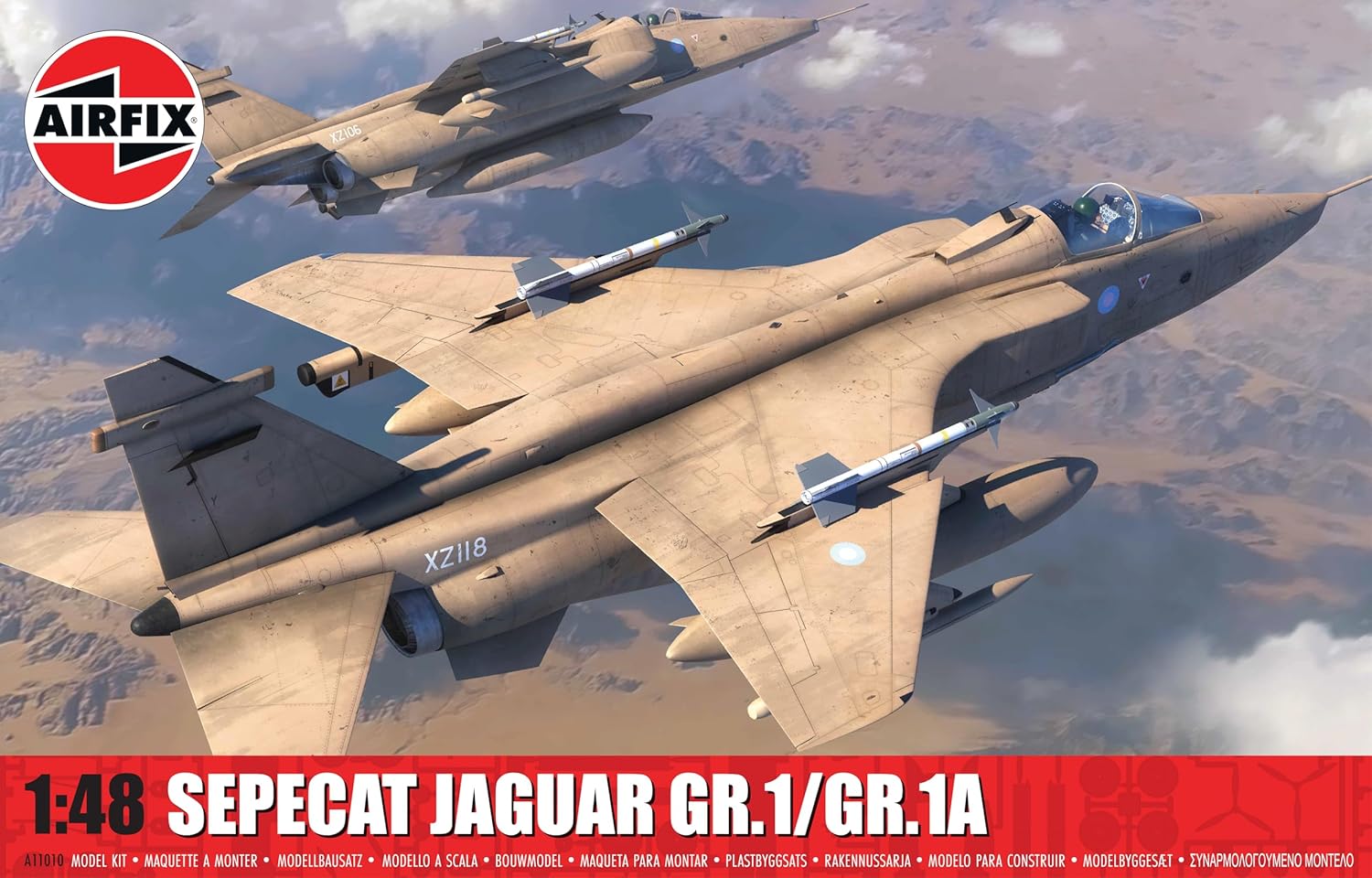 Model de asamblare Airfix Militar: Avioane - Avion de atac supersonic britanico-francez cu reacție SEPECAT Jaguar GR.1/GR.1A