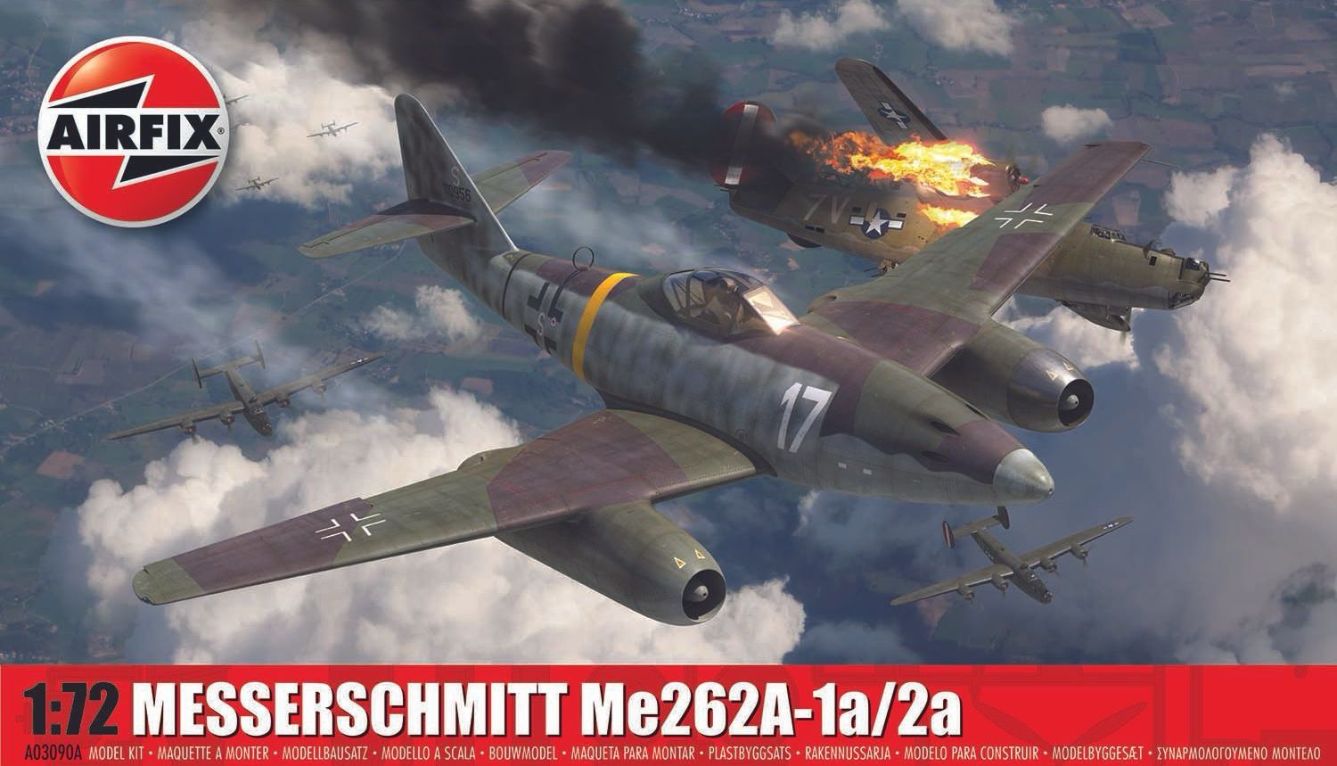 Model asamblat  Airfix Militar : Avioane - bombardier german Messerschmitt Me262A-1a/2a