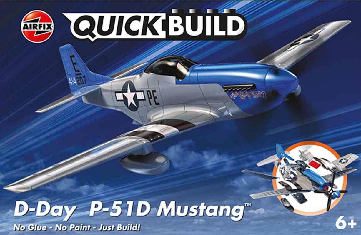 Model asamblat  Airfix Militar : Avioane - QUICKBUILD D-Day P-51D Mustang - Asamblare fără lipici