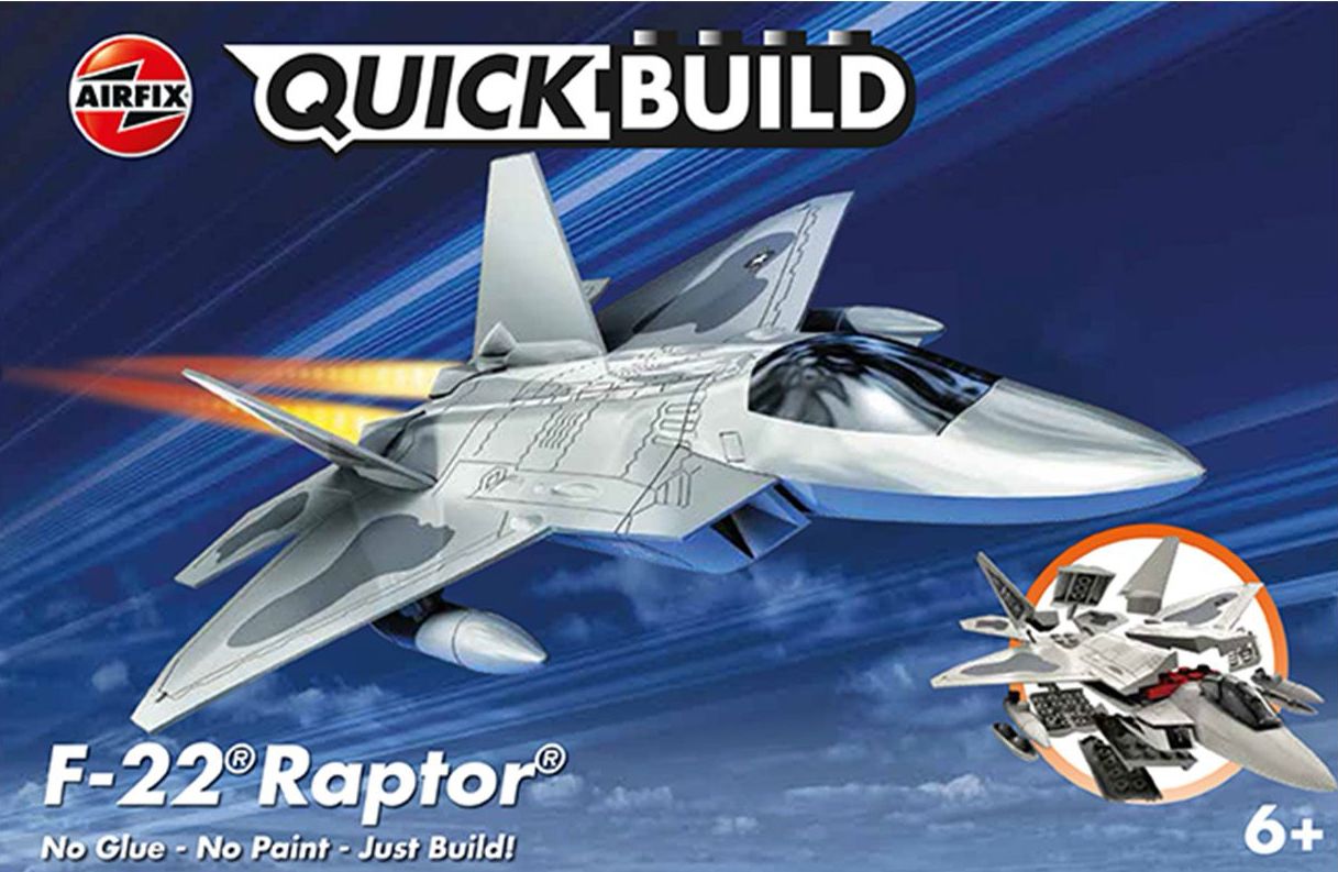 Model asamblat  Airfix Militar : Avioane - QUICKBUILD F22 Raptor - Asamblare fără lipici