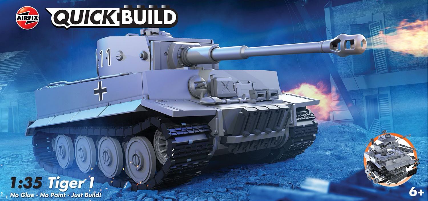 Model asamblat  Airfix Militar : Tancuri - QUICKBUILD Tiger I Tank  - Asamblare fără lipici